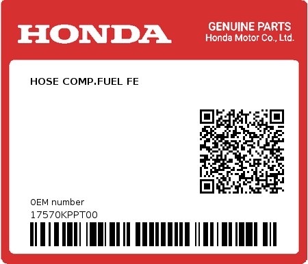 Product image: Honda - 17570KPPT00 - HOSE COMP.FUEL FE 