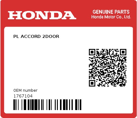 Product image: Honda - 1767104 - PL ACCORD 2DOOR  0