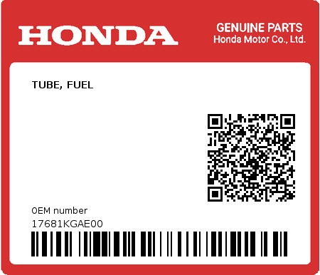 Product image: Honda - 17681KGAE00 - TUBE, FUEL  0
