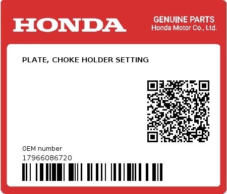 Product image: Honda - 17966086720 - PLATE, CHOKE HOLDER SETTING  0