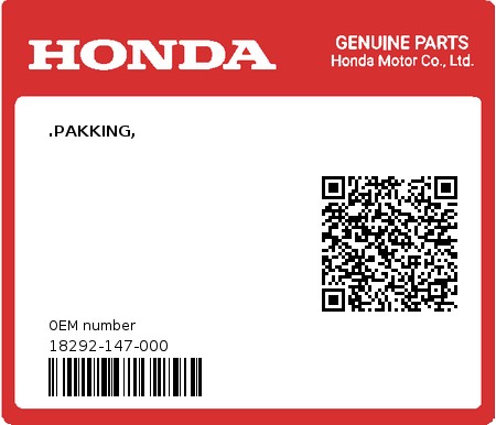 Product image: Honda - 18292-147-000 - .PAKKING,  0