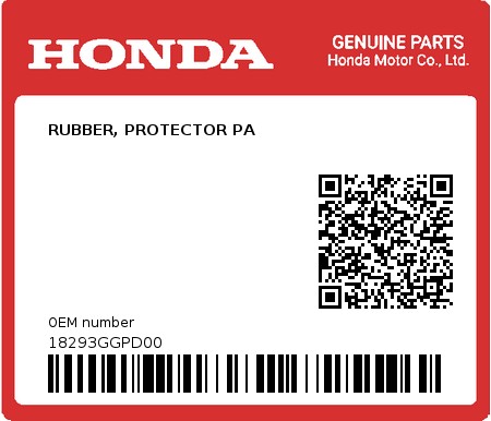 Product image: Honda - 18293GGPD00 - RUBBER, PROTECTOR PA  0