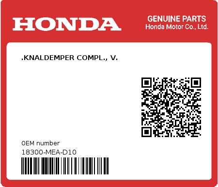 Product image: Honda - 18300-MEA-D10 - .KNALDEMPER COMPL., V. 