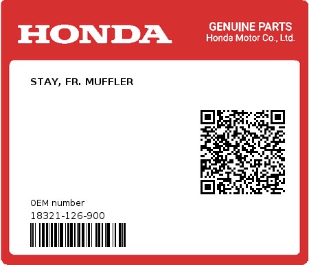 Product image: Honda - 18321-126-900 - STAY, FR. MUFFLER  0