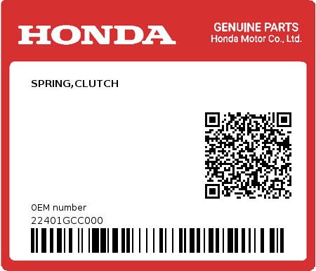 Product image: Honda - 22401GCC000 - SPRING,CLUTCH  0