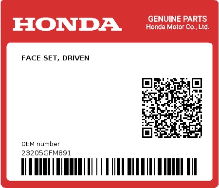 Product image: Honda - 23205GFM891 - FACE SET, DRIVEN 