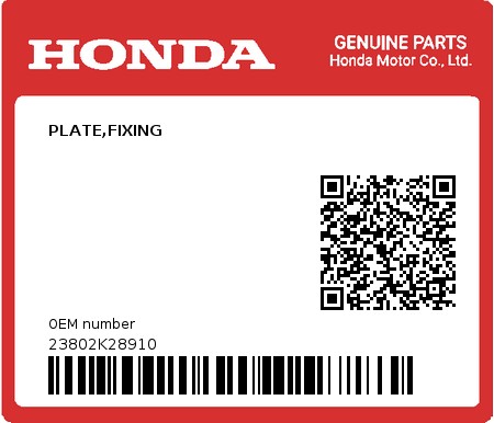 Product image: Honda - 23802K28910 - PLATE,FIXING  0
