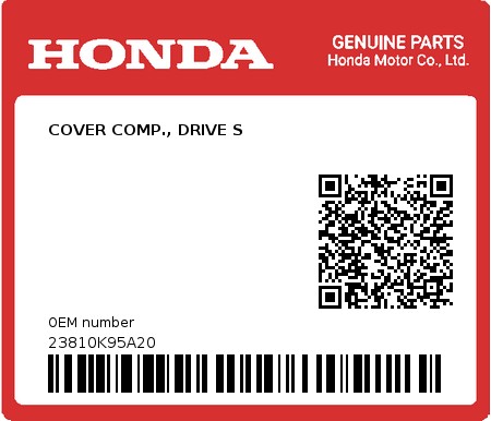 Product image: Honda - 23810K95A20 - COVER COMP., DRIVE S 