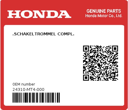 Product image: Honda - 24310-MT4-000 - .SCHAKELTROMMEL COMPL. 