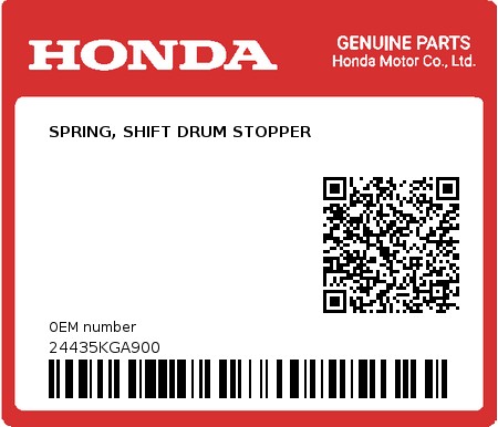 Product image: Honda - 24435KGA900 - SPRING, SHIFT DRUM STOPPER 