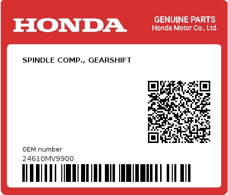 Product image: Honda - 24610MV9900 - SPINDLE COMP., GEARSHIFT  0