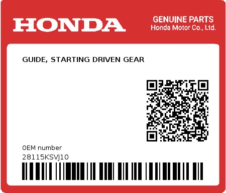 Product image: Honda - 28115KSVJ10 - GUIDE, STARTING DRIVEN GEAR  0