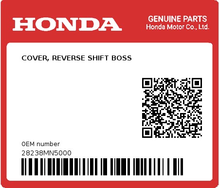 Product image: Honda - 28238MN5000 - COVER, REVERSE SHIFT BOSS 