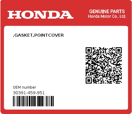 Product image: Honda - 30391-459-951 - .GASKET,POINTCOVER  0