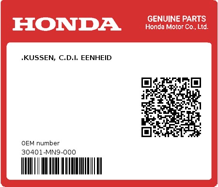 Product image: Honda - 30401-MN9-000 - .KUSSEN, C.D.I. EENHEID 