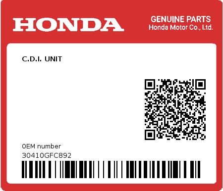 Product image: Honda - 30410GFC892 - C.D.I. UNIT  0