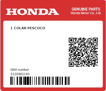 Product image: Honda - 310080240 - 1 COLAR PESCOCO  0