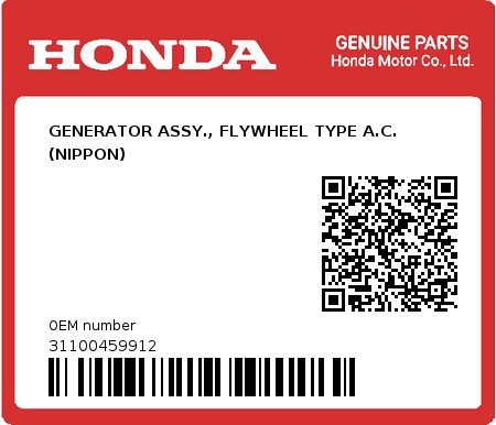 Product image: Honda - 31100459912 - GENERATOR ASSY., FLYWHEEL TYPE A.C. (NIPPON)  0