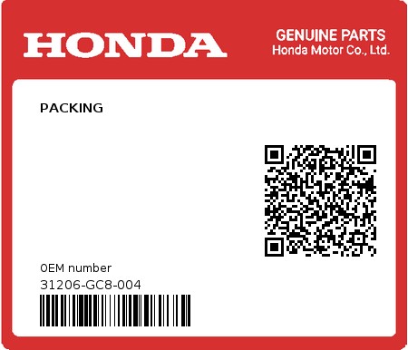 Product image: Honda - 31206-GC8-004 - PACKING 