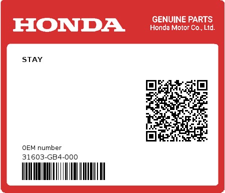Product image: Honda - 31603-GB4-000 - STAY  0