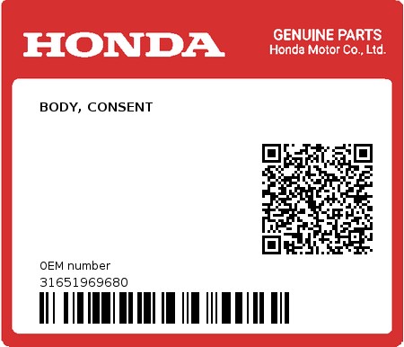 Product image: Honda - 31651969680 - BODY, CONSENT  0