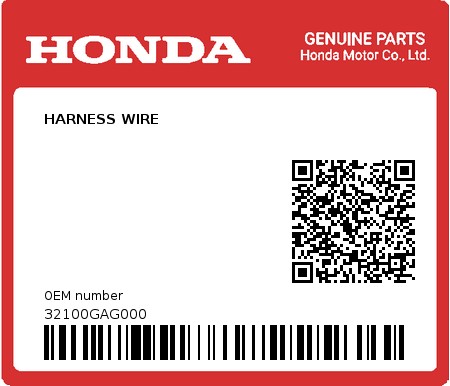 Product image: Honda - 32100GAG000 - HARNESS WIRE  0