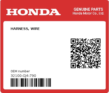 Product image: Honda - 32100-GJ4-790 - HARNESS, WIRE 