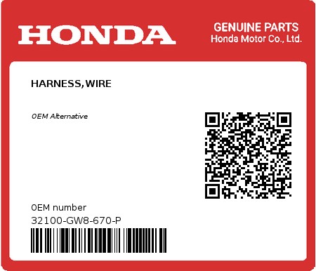 Product image: Honda - 32100-GW8-670-P - HARNESS,WIRE  0