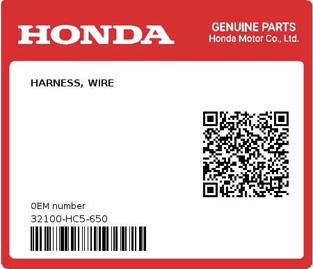 Product image: Honda - 32100-HC5-650 - HARNESS, WIRE  0