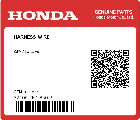 Product image: Honda - 32100-KN4-850-P - HARNESS WIRE  0