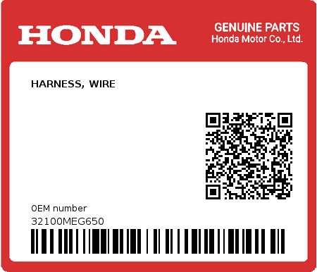 Product image: Honda - 32100MEG650 - HARNESS, WIRE 