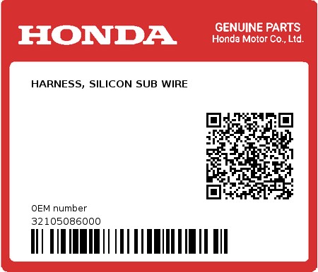 Product image: Honda - 32105086000 - HARNESS, SILICON SUB WIRE 