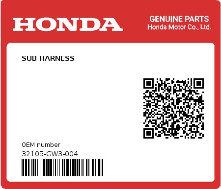 Product image: Honda - 32105-GW3-004 - SUB HARNESS  0