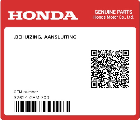 Product image: Honda - 32624-GEM-700 - .BEHUIZING, AANSLUITING 