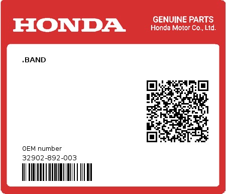 Product image: Honda - 32902-892-003 - .BAND  0