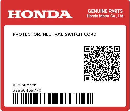 Product image: Honda - 32980459770 - PROTECTOR, NEUTRAL SWITCH CORD  0