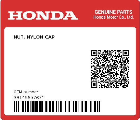 Product image: Honda - 33145657671 - NUT, NYLON CAP 