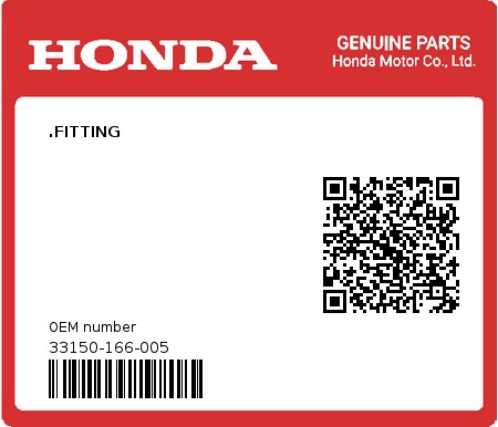 Product image: Honda - 33150-166-005 - .FITTING  0