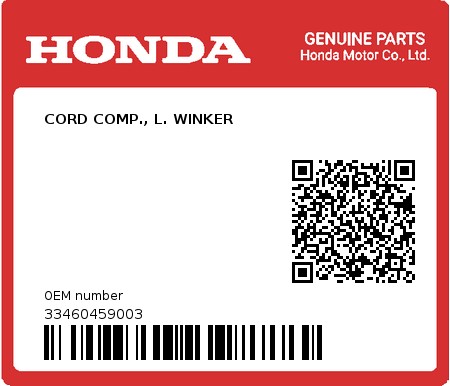 Product image: Honda - 33460459003 - CORD COMP., L. WINKER 