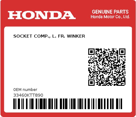 Product image: Honda - 33460KTT890 - SOCKET COMP., L. FR. WINKER  0