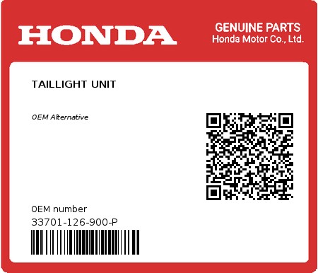 Product image: Honda - 33701-126-900-P - TAILLIGHT UNIT  0