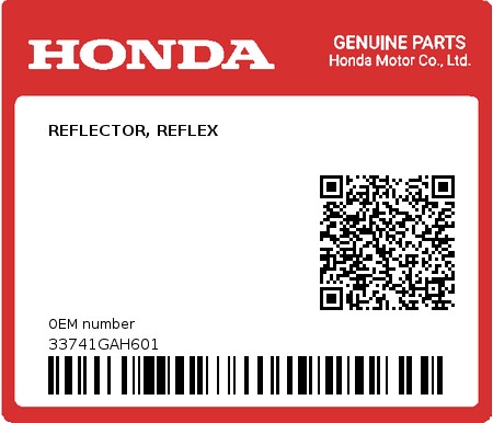 Product image: Honda - 33741GAH601 - REFLECTOR, REFLEX 