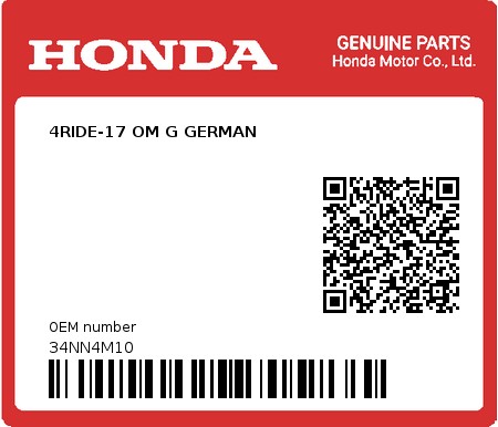 Product image: Honda - 34NN4M10 - 4RIDE-17 OM G GERMAN  0