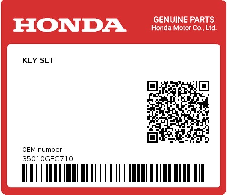 Product image: Honda - 35010GFC710 - KEY SET 