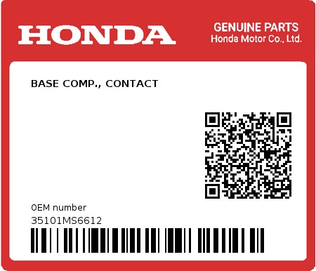 Product image: Honda - 35101MS6612 - BASE COMP., CONTACT  0