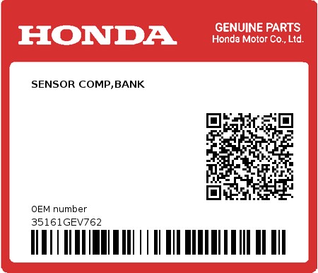 Product image: Honda - 35161GEV762 - SENSOR COMP,BANK  0