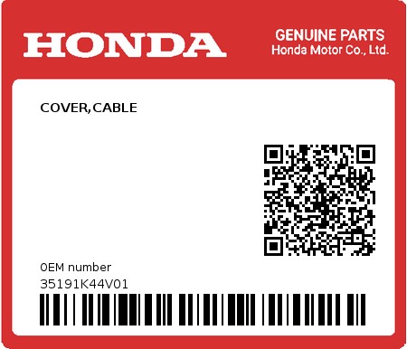 Product image: Honda - 35191K44V01 - COVER,CABLE 