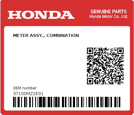 Product image: Honda - 37100MZ2E01 - METER ASSY., COMBINATION  0