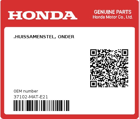 Product image: Honda - 37102-MAT-E21 - .HUISSAMENSTEL, ONDER 