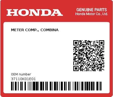 Product image: Honda - 37110K01E01 - METER COMP., COMBINA 